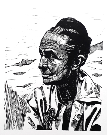Georgia O'Keefe<br>Linocut<br>15x20cm